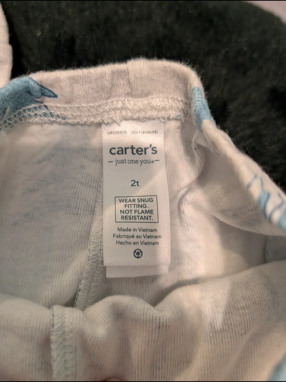 Carter's Light Blue & White Animal Print Bears Foxes Woodland 2T Toddler Pajama